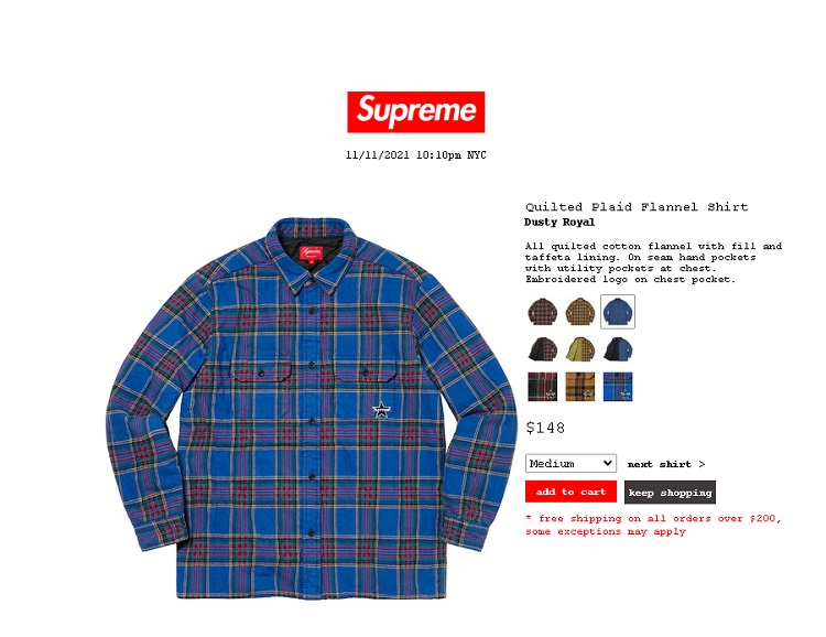 オンライン限定商品】 supreme quilted plaid flannel shirt S ...